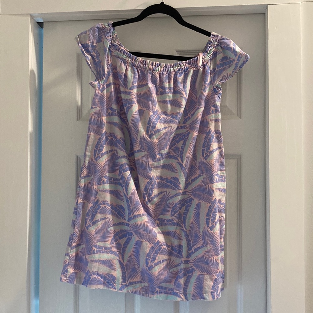 Vineyard Vines Pink Island Palm Off The Shoulder Dress XS